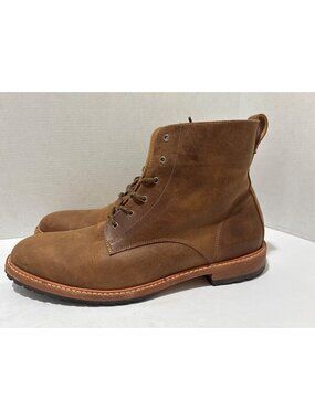 Nisolo Mens Brown Leather Lace-Up Ankle Leahter Boots Rugged Size 11.5